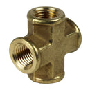1/4" Female NPTF Forged Cross Solid Brass Multi Directional Pipe Fitting 102C