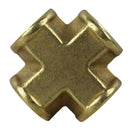 1/4" Female NPTF Forged Cross Solid Brass Multi Directional Pipe Fitting 102C