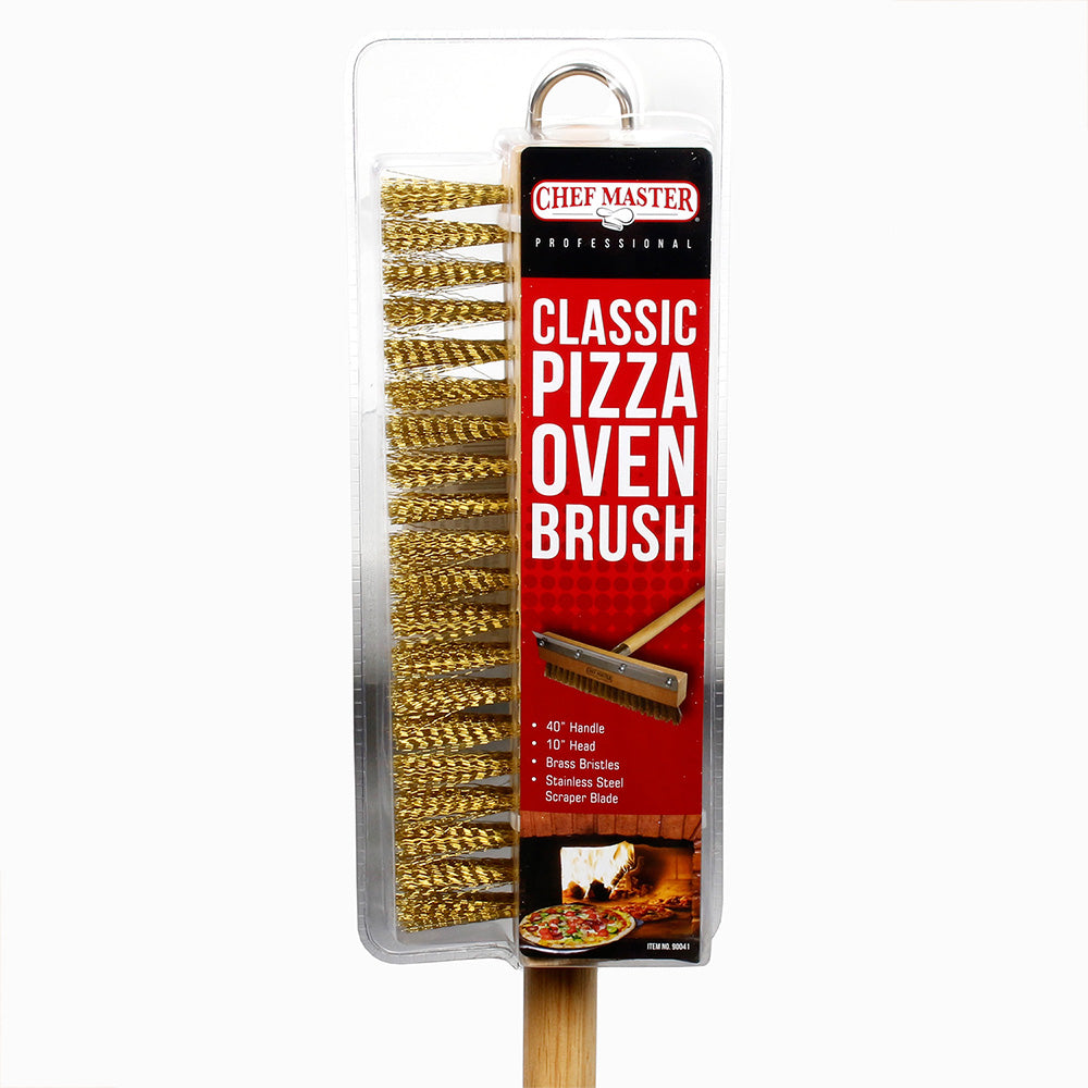 Chef Master Classic 40" Pizza Oven Brush with Scraper Wood Handle Bras
