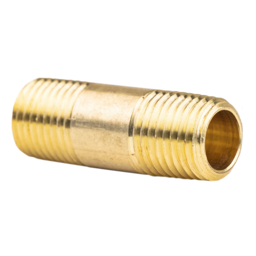 1/4 x 1/8 Male NPTF Pipe Reducing Hex Nipple Solid Brass Pipe