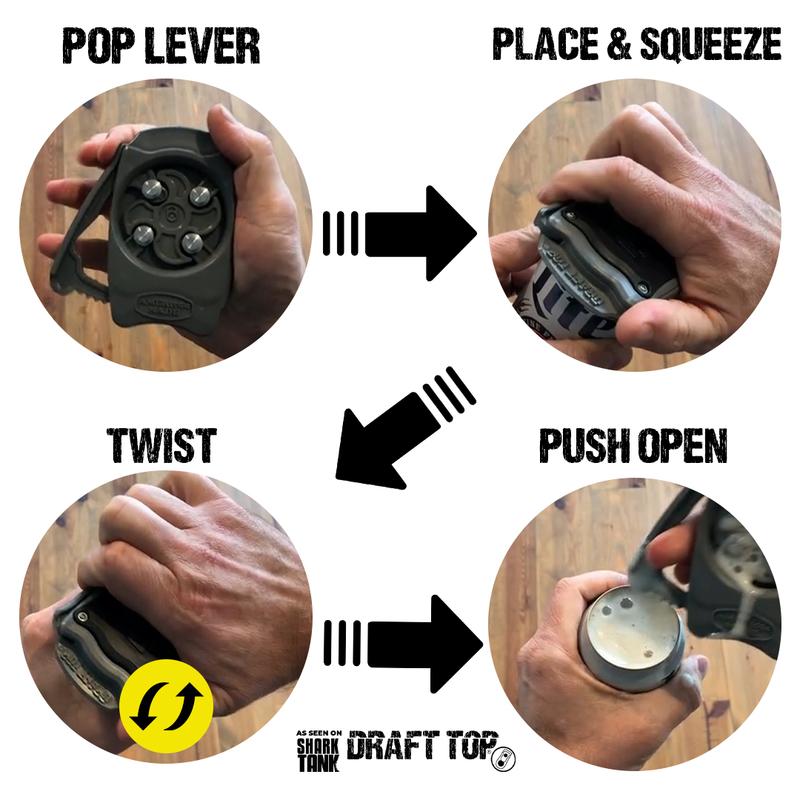  The Draft Top Original Beer Can Opener - Soda Can Opener -  Topless Can Opener - Handheld Safety Easy Manual Can Opener, Smooth Edge  Effortless Rip and Sip Opener, Fully Patented