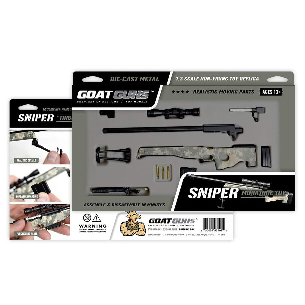 Goat Guns Camo Mini Sniper Rifle 1:3 Scale Die Cast Metal Camouflage S –  Robidoux Inc