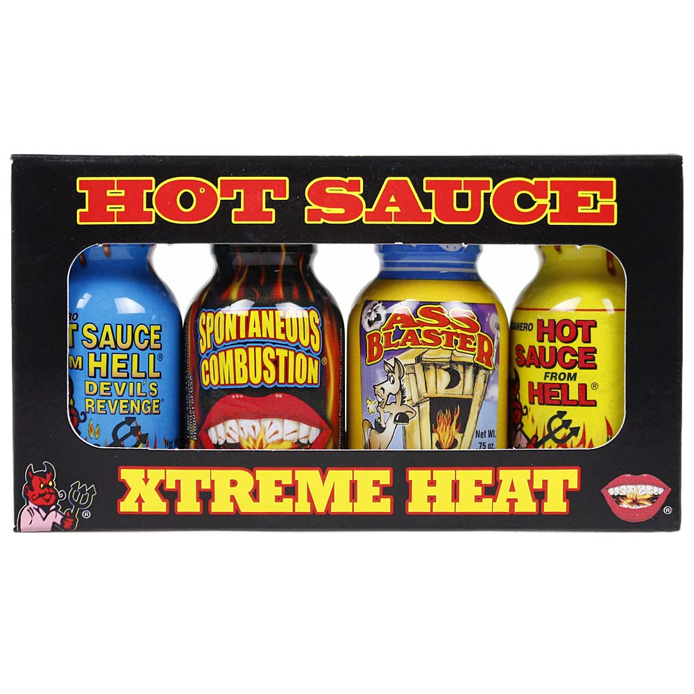 Hot Sauce Xtreme Heat Sauces Travel Pack 4 Bottles of .75 Oz Gift