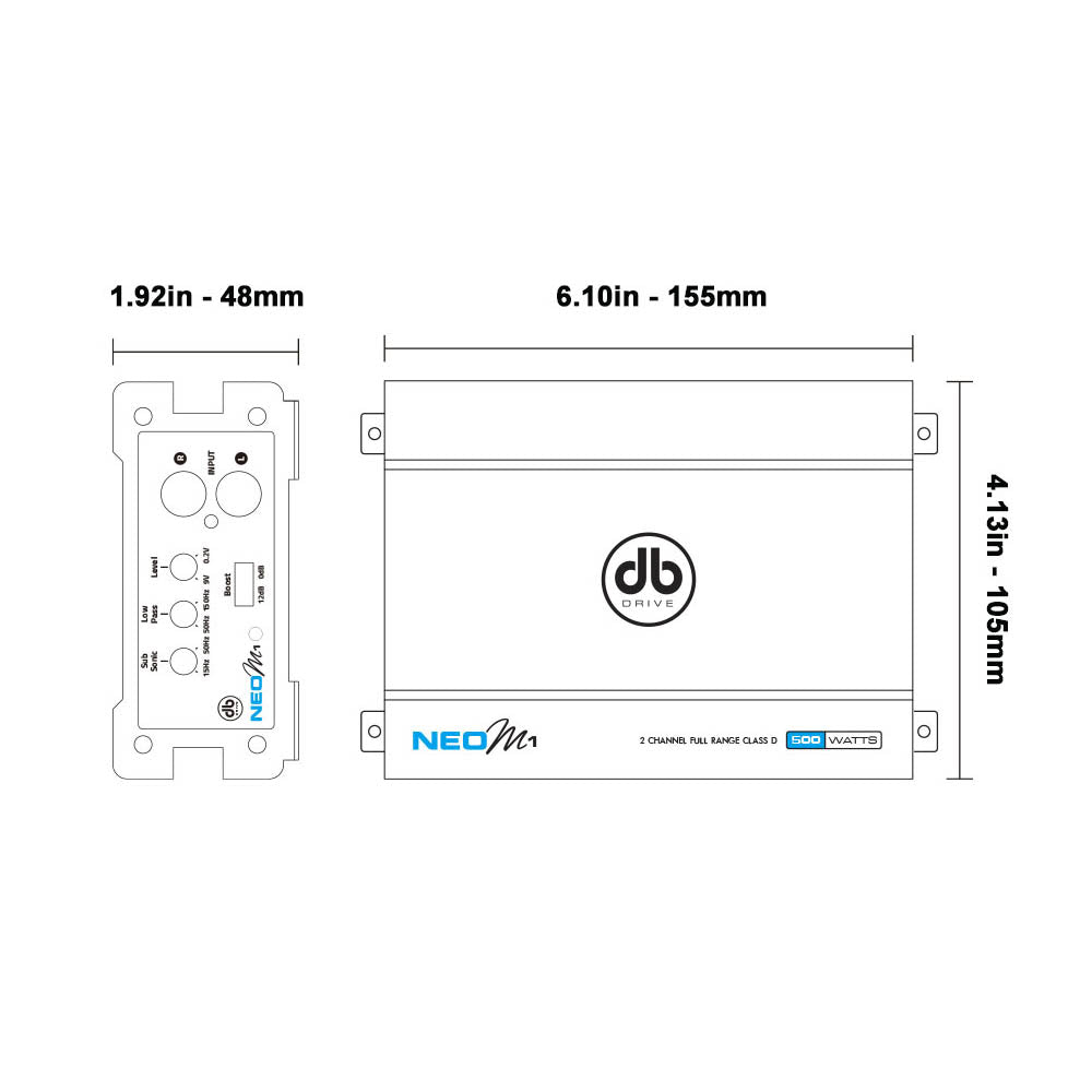 DB Drive Mini Full Range 5 Channel Amplifier 1500 Watts 2 Ohm NEO