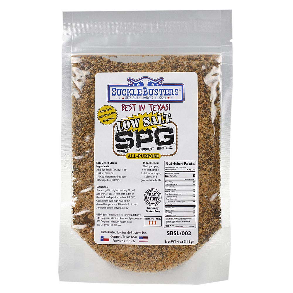Sucklebusters Low Salt SPG Seasoning 4 Oz All Purpose Salt Pepper