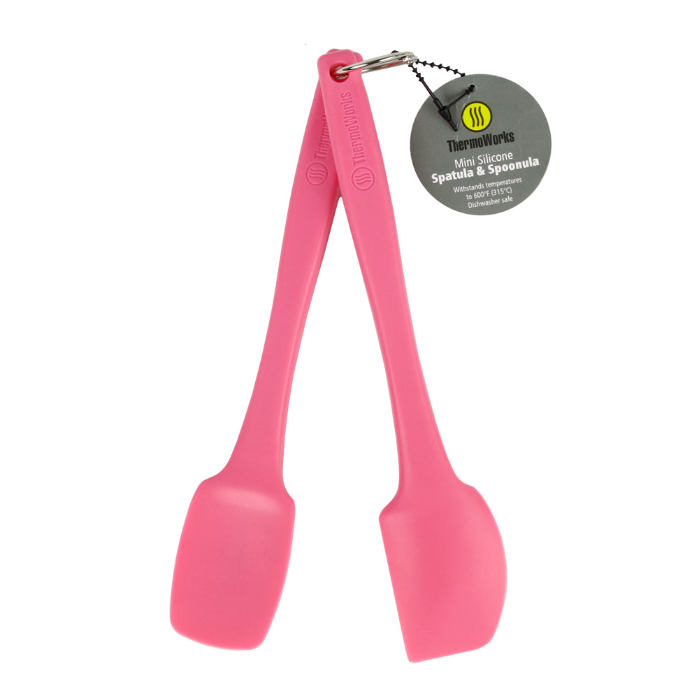 ThermoWorks High-Temp Silicone Spatula/Spoonula Set BPA-Free Dishwashable Pink