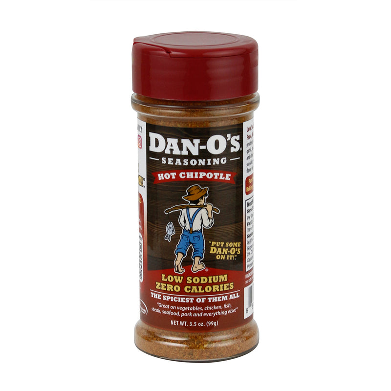 Dan-O's Hot Chipotle Low Sodium Zero Calorie Seasoning Gluten Free No MSG 3.5 Oz