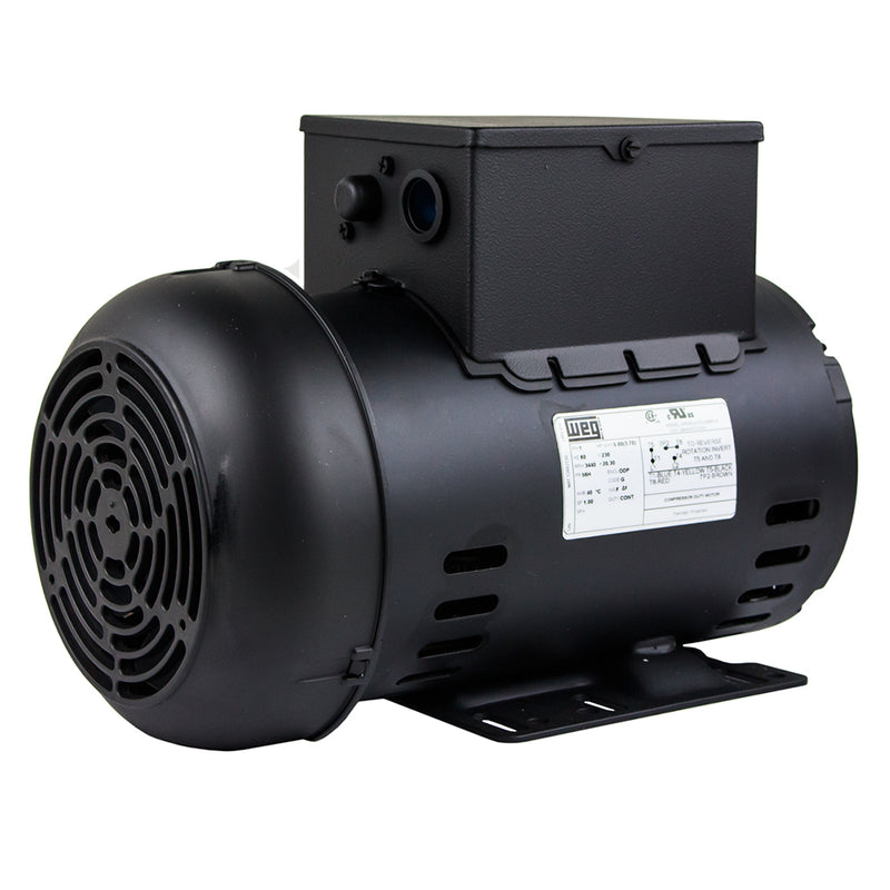 5 HP Air Compressor Duty Electric Motor 56H Frame 3440 RPM Single Phase WEG 00536OS1DCD56H-S