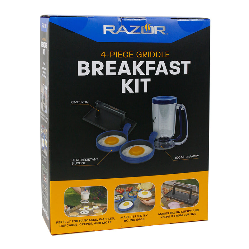 Razor 4 Piece Griddle Breakfast Kit W/ Batter Dispenser, Egg Rings & Iron Press