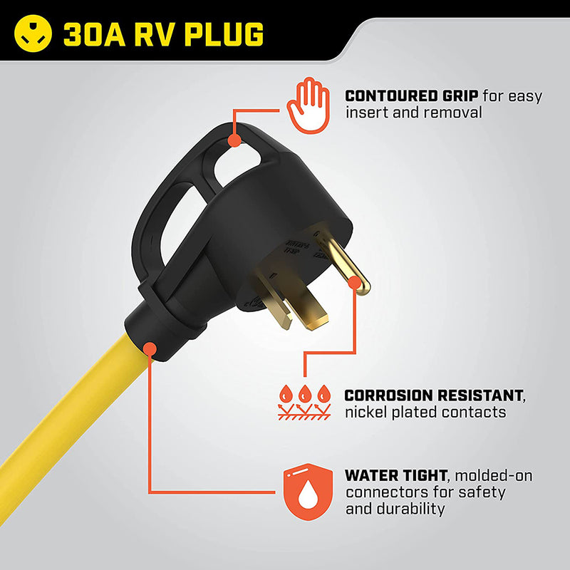 Champion 30' 30AMP Generator RV Power Cord 125V Weather Resistant TT-30P-L5-30R