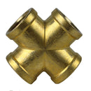 3/8" FNPT Brass Forged Equal Cross Pipe Thread Fitting 4 Way 102E