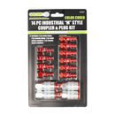 GRIP 14 Pc Industrial M Style Air Accessory Coupler & Plug Kit Color Coded 10577