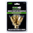 GRIP Tools 3 Way Quick Coupling Manifold 300 PSI Air Inlet 1/4" Couplers 10760