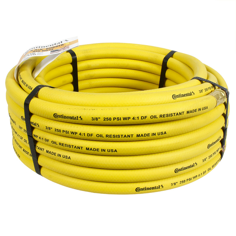 Continental Compressor Air Hose 50ft x 3/8in 250 PSI Oil-Resistant Rubber Yellow