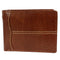 Leather Impressions Water Buffalo Contrast Stitch Bi-Fold Leather Wallet Brown
