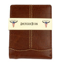Leather Impressions Water Buffalo Contrast Stitch Bi-Fold Leather Wallet Brown