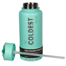 The Coldest Sports Water Bottle 32oz Straw Lid Stainless Steel Oceanic Green