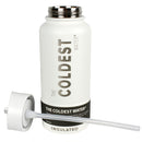 The Coldest Sports Water Bottle 32oz Straw Lid Stainless Steel BPA Free White
