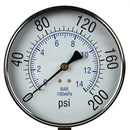 Large 4.5" 200 PSI Air Compressor Tank Pressure Gauge 1/4" Male NPT Threads