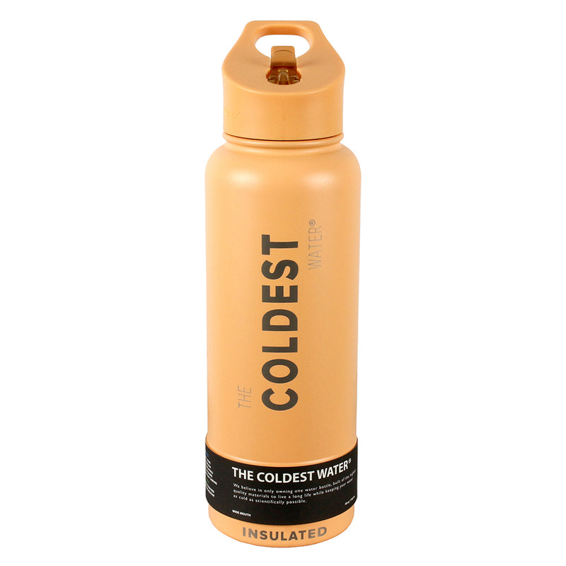 The Coldest Sports Water Bottle 40 oz Straw Lid Stainless Steel Sahara Peach
