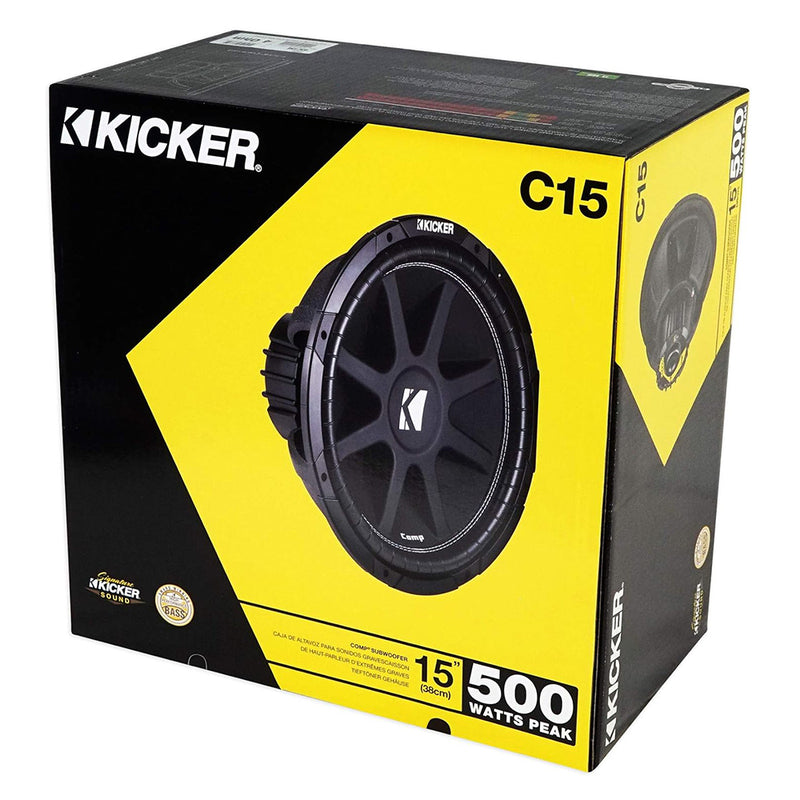 Kicker 43C154 15 Inch Comp Series Car Audio Subwoofer 4 Ohm 250W RMS 500W Peak