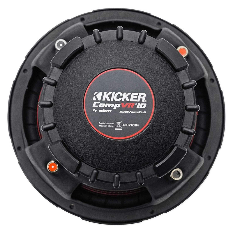 Kicker CompVR 10" Subwoofer 4 Ohm DVC 350W Rms 700W Peak Car Audio 43CVR104