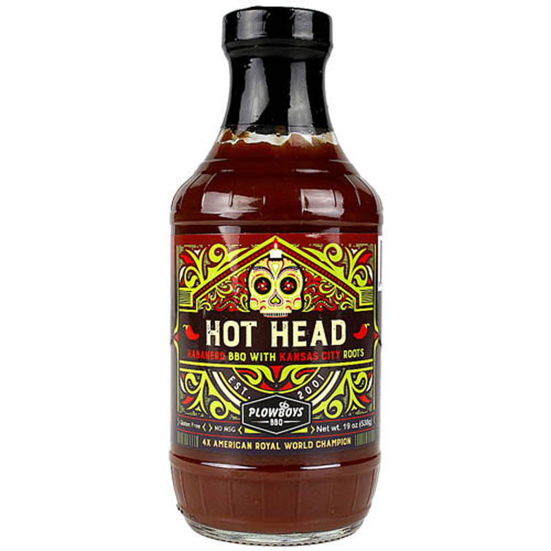 Plowboys Barbeque Hot Head BBQ Sauce 16 oz. Bottle Savory Heat Habanero Flavor