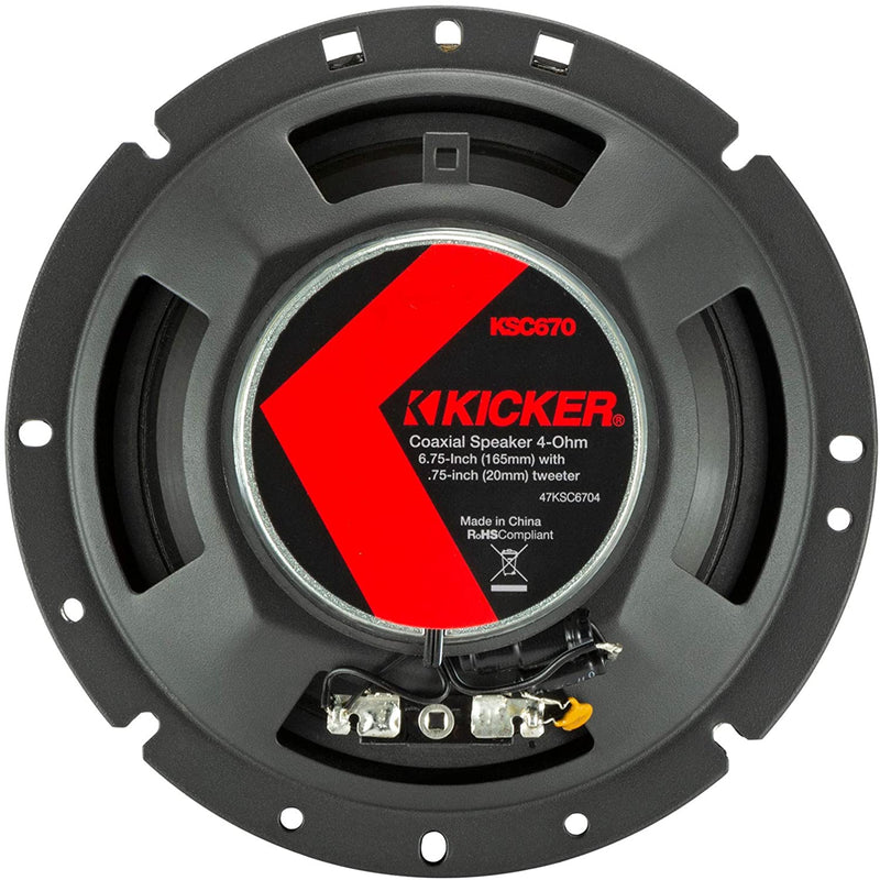 Kicker 6-3/4" 2-Way Coaxial Speakers 200 Watts Max KS Series 47KSC6704 Pair