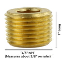 3/8" Brass Male NPT Thread Allen Head Pipe Plug Hex Socket RapidAir 50135