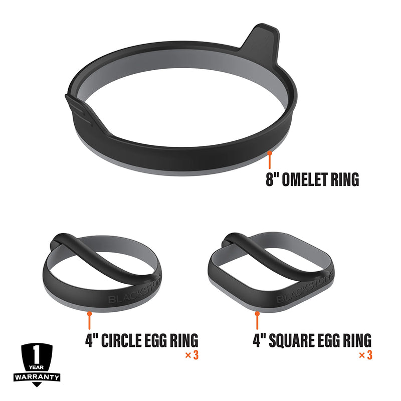 Blackstone Omelet and Egg Ring Kit Silicone w/ Heat Resistant Handles 5515