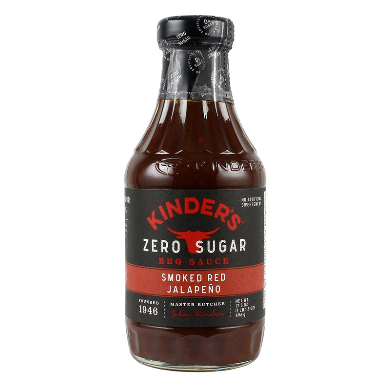 Kinder's Zero Sugar Smoked Red Jalapeno BBQ Sauce Handcrafted Gluten Free 17.5oz