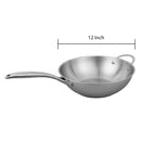 Napoleon Stainless Steel 12 Inch Wok Deep Contour With 2 Handles & Satin Finish