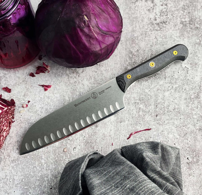 Messermeister Custom 7" Kullens Santoku Knife Handcrafted Hand Wash Only 8610-7K