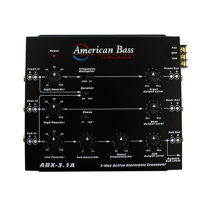 3 Way Electronic Crossover with Remote Level Control American Bass ABX-3.1A