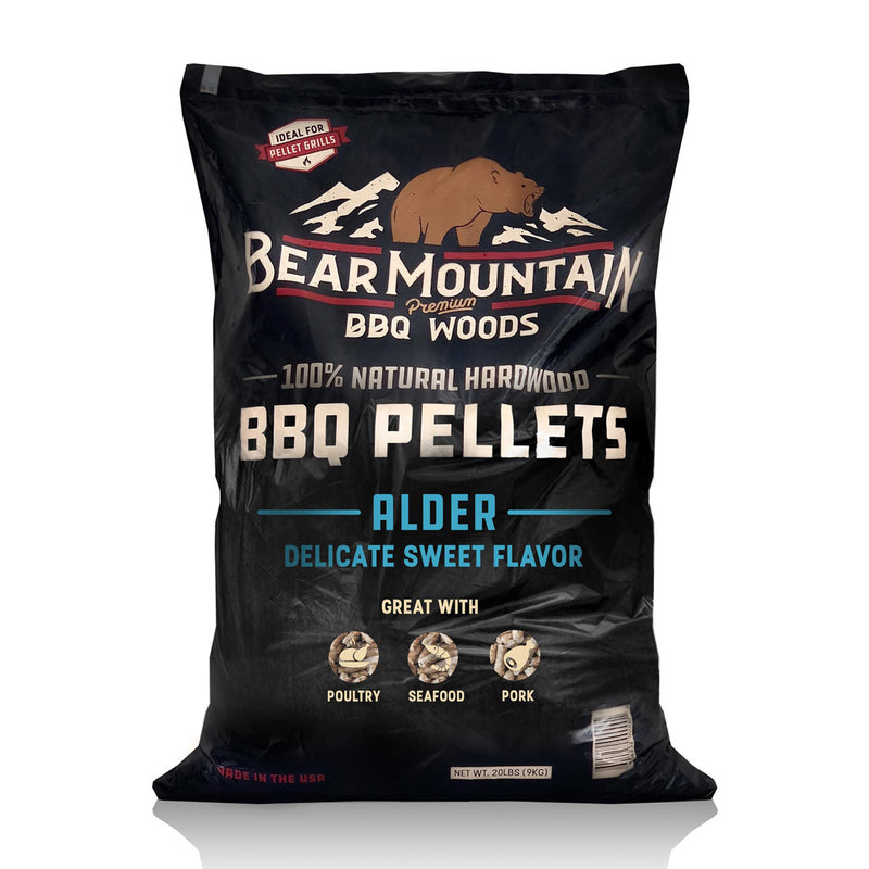 Bear Mountain Alder Delicate Sweet Flavor Cooking Pellets 20lb Bag BBQ Smoker