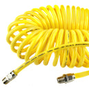 Premium 1/4" x 50' Air Compressor Coil Hose Coiled Polyurethane With Swivel End Yellow AU-2064YL
