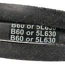 Bestorq B60 or 5L630 V-Belt Replacement Industrial & Lawn Mower 63"L x 0.66"W