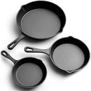 Jim Beam 3 Piece Cast Iron Skillet Set Pre Seasoned 6" 8" & 10" Inch Pans BBQ195