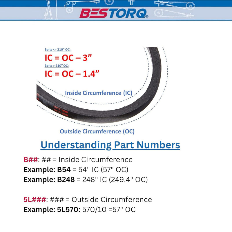 ﻿V Belt 5L520 5/8" x 52" Replacement for Lawn Mower Drive Belt Heavy Duty B49