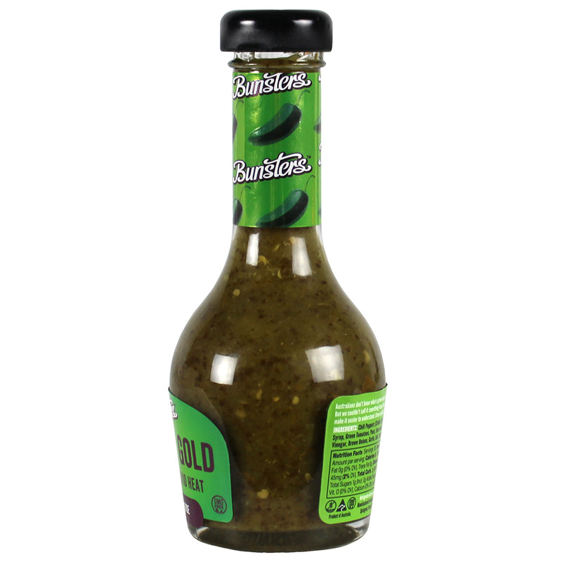 Bunsters Green & Gold Hot Sauce 5 Oz 6/10 Heat Aussie Salsa Verde BUNSTERS-2401