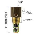 3/4" X 3/4" Air Compressor In Tank Check Valve Brass Conrader C3434MFBU