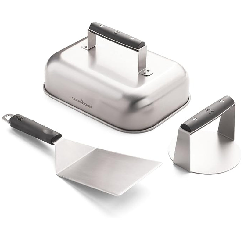 Camp Chef Smash Burger Kit Stainless Steel Spatula Press and Melting Dome BGSET3
