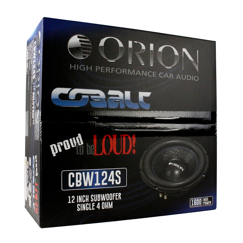 12" Orion Subwoofer Single 4-Ohm 400W RMS 1600W Max Power UV-Coated CBW124S