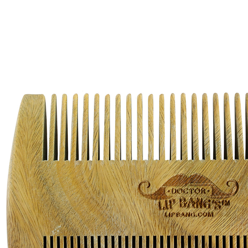 Doctor Lip Bang's Beard & Stache Comb Anti-Static Natural Sandalwood Dual Teeth