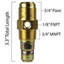 In Tank Brass Check Valve 3/4" Male NPT x 3/4" Flare with Extra Side Port