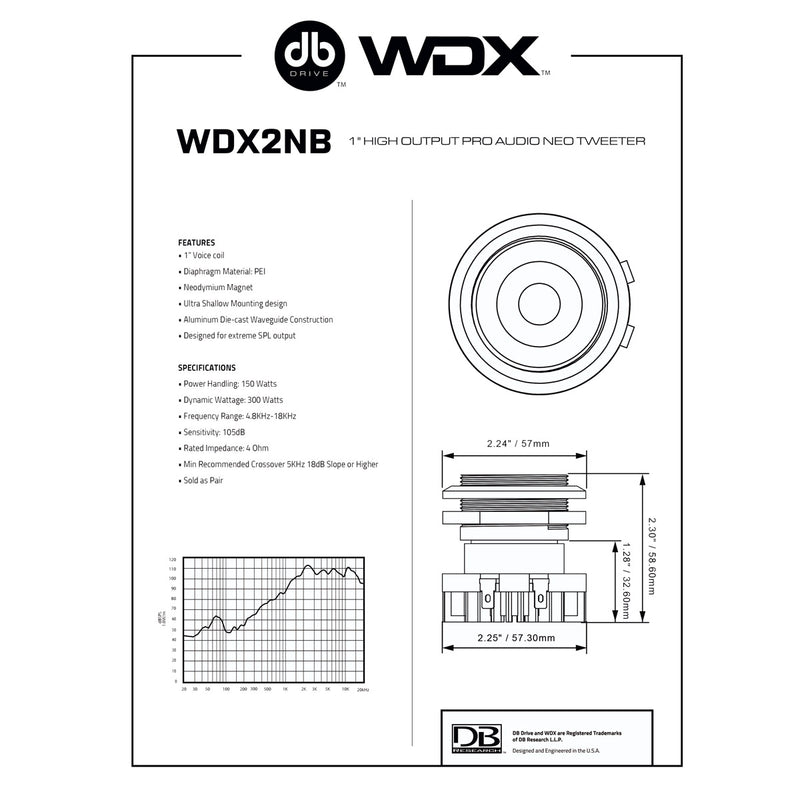 DB Drive WDX2NB 1" High Output PRO Audio NEO Tweeter