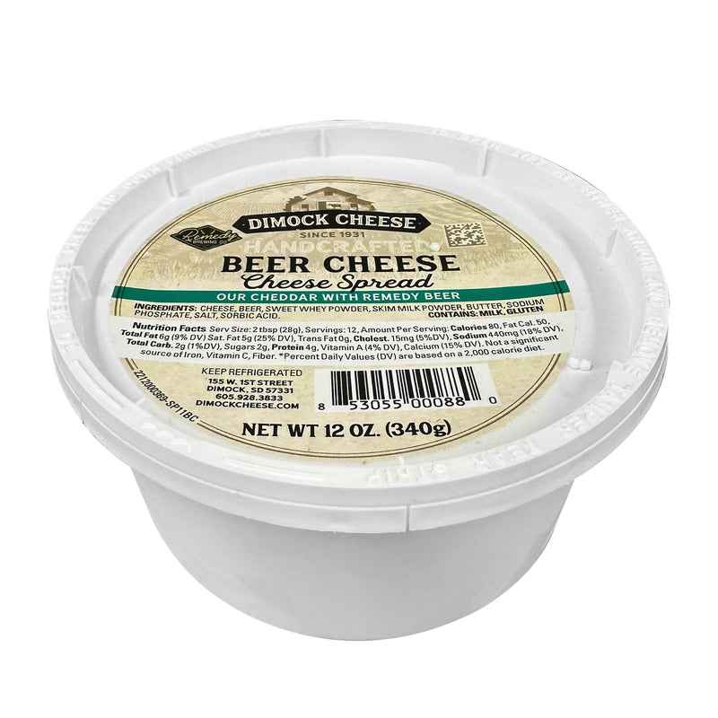 Dimock Cheese Beer Cheese Spread Handcrafted Cheddar W/ Remedy Beer 12 Oz Tub