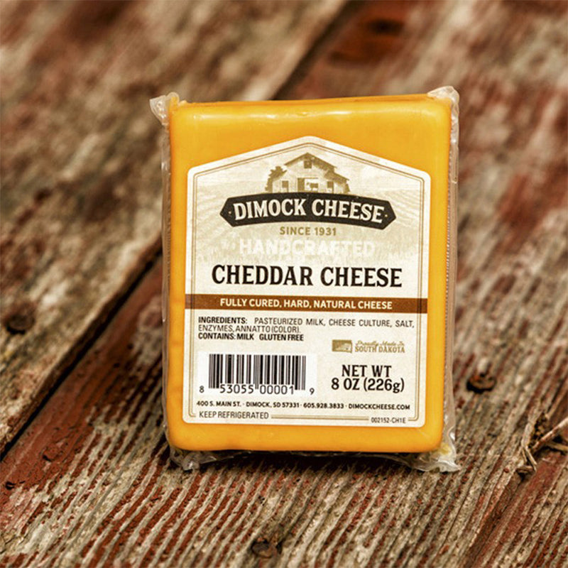 Dimock Cheese Mild Cheddar Block Handcrafted Fully-Cured Hard Gluten-Free 8 Oz