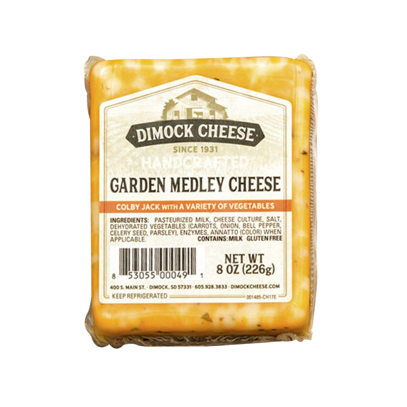 Dimock Cheese Garden Medley Block Handcrafted Colby Jack W/ Vegetables 8 Oz
