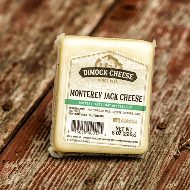 Dimock Cheese Monterey Jack Block Handcrafted Gluten-Free Easy-Melting 8 Oz
